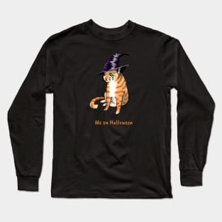 Me on Halloween - Sad Meme Witch Cat Long Sleeve T-Shirt